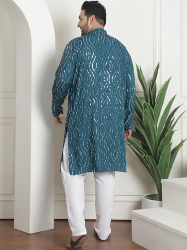 Sojanya Plus (Since 1958), Men's Pure Cotton Designer Kurta with White Churidar Pyjama4
