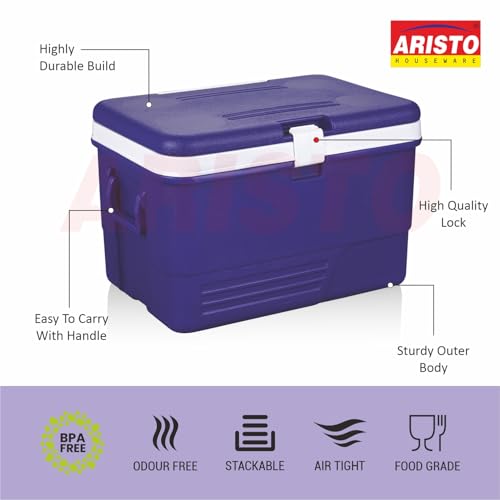 Image of Aristo Insulated Chiller Ice Box | Standard Size for Travel Party Bar Ice Cubes | Cold Drinks | Medical Purpose | 35 Litre, Color May Vary