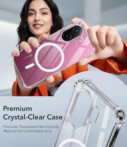 Image of Jkobi Shockproof Crystal-Clear Back Cover for Vivo V60e (Magsafe Wireless Support | Drop & Camera Protection | Hard Polycarbonate)