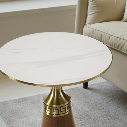 Image of The Attic Verona Marble Top End Table, Honey & Gold