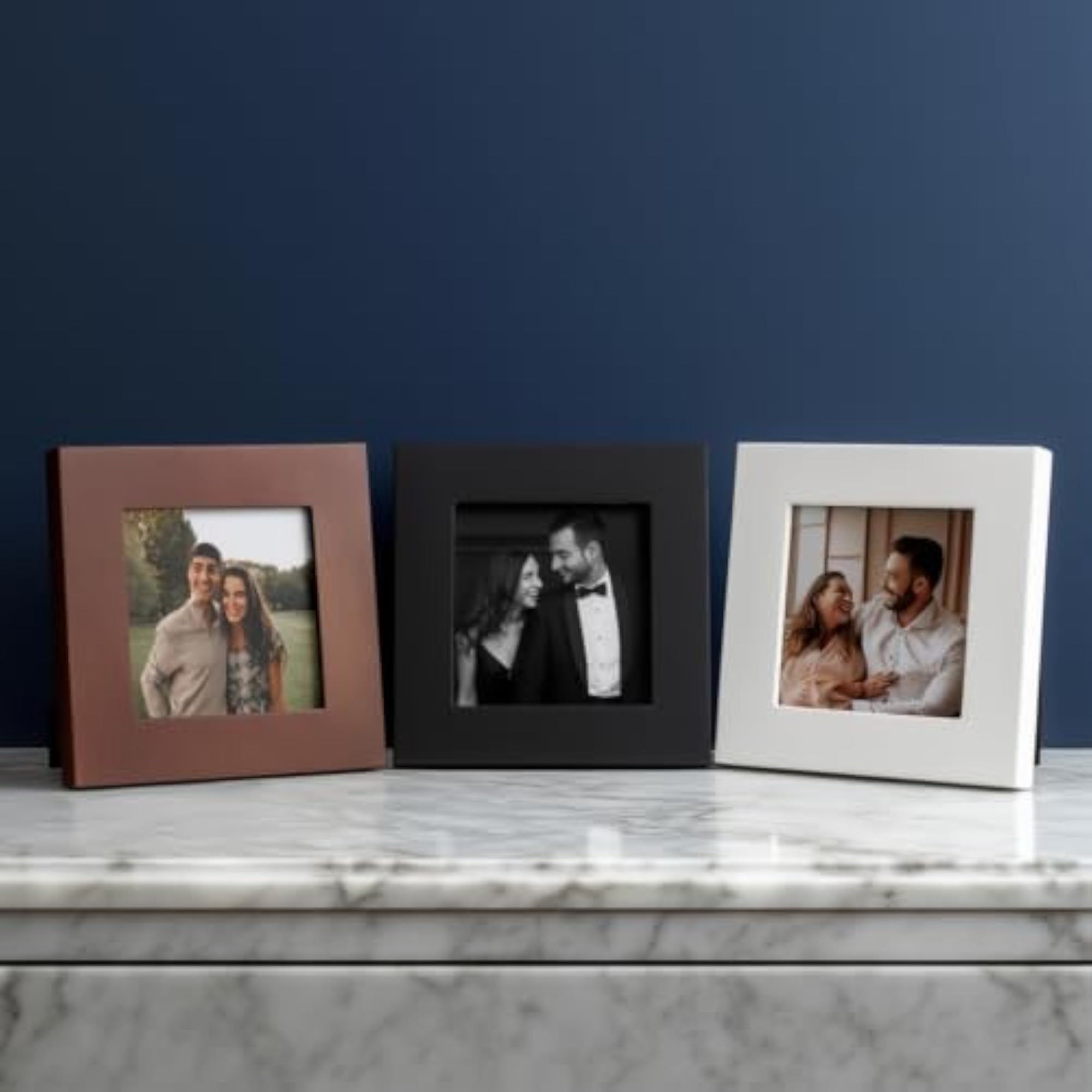 Modern White Picture Frame Set, 3-Piece Tabletop