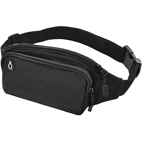 Vesaneae Bumbags for Men, Half Waist Pack, Bum Bag with Multi-Pockets, Water Resistant Fanny Packs, Large Capacity Waist Fanny Pack for Hiking, Dog Walking, Travel & Outdoor Activities (Black) Cover