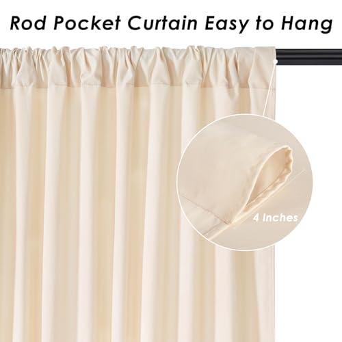 Image of Ivory Backdrop Curtains 30ft x 10ft: Wedding Photo Backdrop Drapes - Polyester Background for Bridal Shower Party Stage Decoration