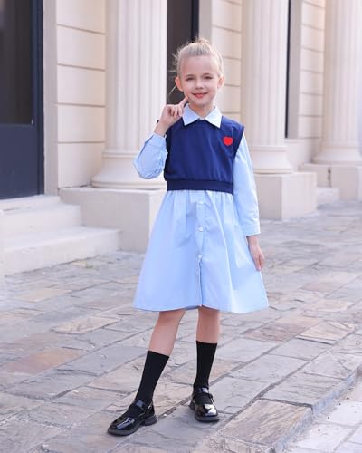 J·E Sterguard Little Girls Clothes Size 3T-12 Toddler Girl Cotton Long Sleeve Dresses 2 Piece Kids Girls' Fashion Shirt Set4