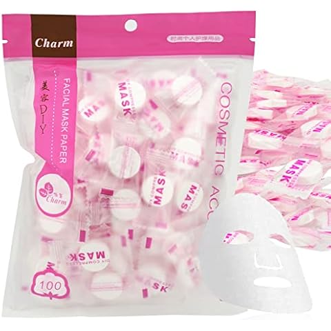 Cayanmydery 100 Pieces Compressed Cotton Facial Mask Sheets, Disposable DIY Mask Paper Beauty Tool for Skin Care, Cotton Masks for Home, Travel Cover