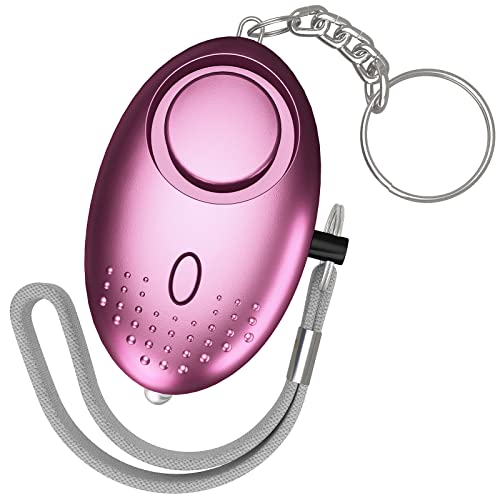Alarme Personnelle, Anti Agression Porte-Clés - 150dB Alarme de Poche de Sécurité d'Urgence avec Lumière LED - Avertisseur de Prévention pour les Femmes et Enfants (Rose)