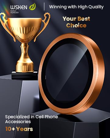 Image of WSKEN Camera Lens Protector Ring Compatible For iPhone Camera Protection - 9H Hardness Scratch-Resistant Bubble-Free HD Tempered Camera Metal Glass Tempered Glass Screen Protector Film Mobile Phone Case Friendly (Cosmic Orange, iPhone 17 Pro & 17 Pro Max)