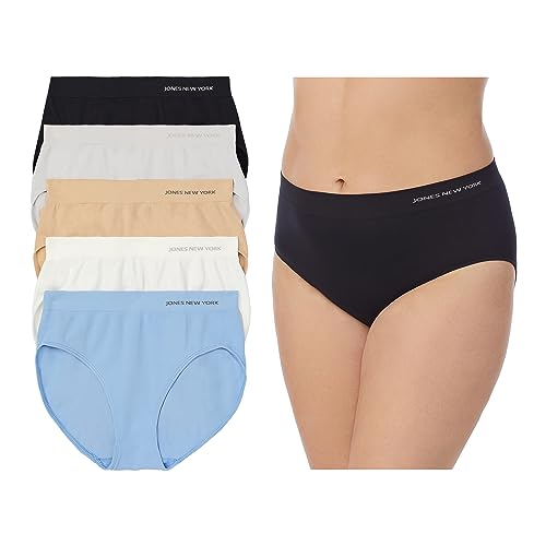 Jones New York Underwear for Women High Cut Brief Full Coverage Seamless Stretch Comfort Panties...