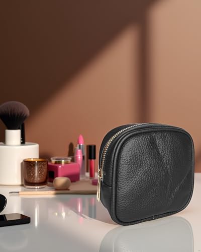Image of Multipurepose Small Leatherette Coin Pouch Combo for Men & Women - Premium Zip Closure Mini Wallet for Coins, Keys & Earphones (Pack of 2) (Black /Tan)
