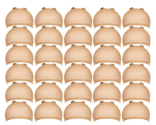 Stocking Wig Caps, DEPHNARSA 24pcs Stretchy Nylon Wig Caps Stocking Caps For Wigs Wig Caps For Women Man (Beige)