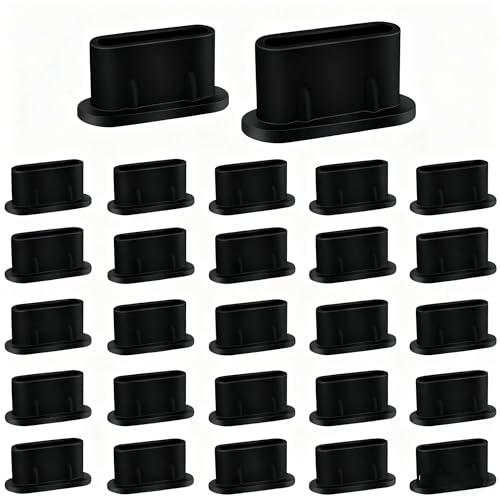 Impnit 30 Pcs USB C Dust Plug, USB C Port Cover, USB C-Type Port Silicone Dust Covers,Compatible with All USB C Ports (Black)