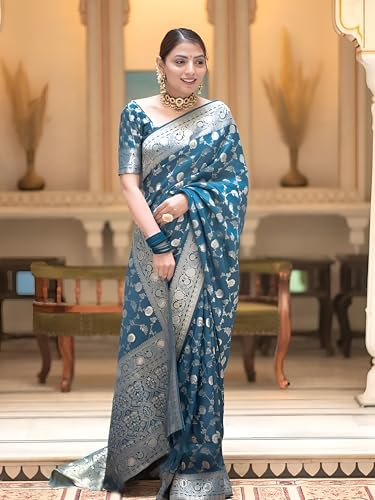 Image of Yashika Women's Pure Kanjivaram Silk Saree Soft Banarasi Style Wedding With Blouse Piece | Saree For Women | New Sari