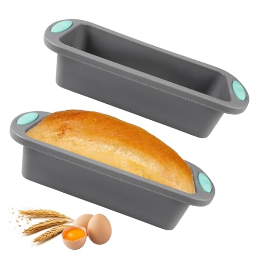 2 Piezas Moldes de Silicona para Hornear Pan,Molde de Silicona Rectangular Reposteria,molde Bizcocho Antiadherente para Pasteles y Pan Tostado,Apto para Lavavajillas,sin BPA,27.8 x 12 x 6.5 cm