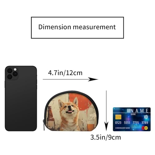 Portable Coin Purse Shiba-Inu-Drink-Bear Mini Zippered Money Pouch Card Holder2