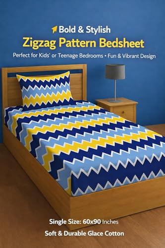 Image of DECORUM Glace Cotton Single Bedsheet with 1 Pillow Cover | Soft, Durable, Lightweight & Skin-Friendly Fabric| Suitable for Single /Diwan Bed Size