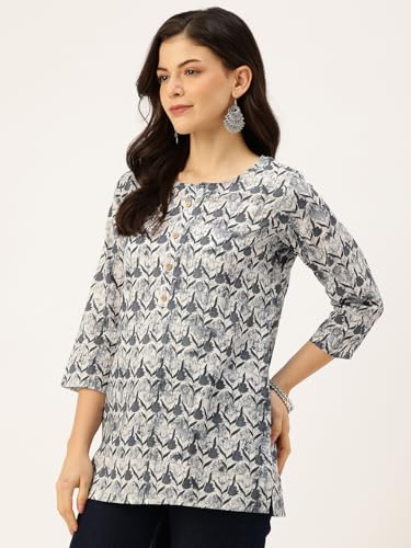 Image of feranoid Printed Top with Round Neck & 3 /4 Sleeves (S-XXL)