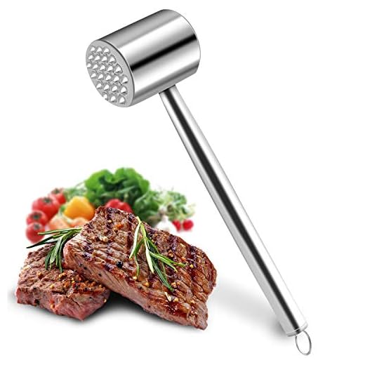 Meat Tenderizer, Meat Hammer of heavy Metal tool for Tenderizing Steak, Beef, Poultry, kitchen. Stainless steel material, Easy to clean, 100% Dishwasher Safe by DIMESHY.