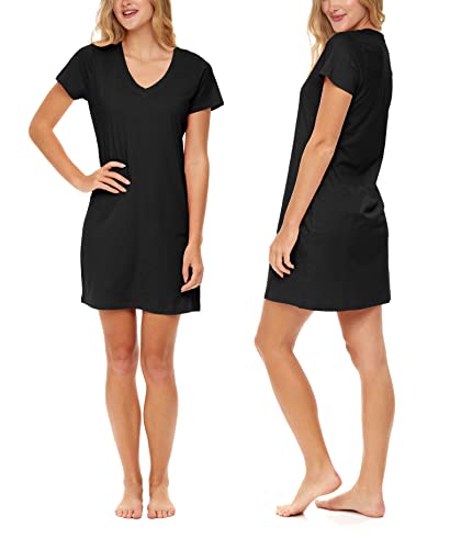 Image of Sexy Basics Women's Soft & Flowy V-Neck Long Shirt | 24 /7 Nightwear-Sleepwear T Shirt | Multi-Packs & Colors