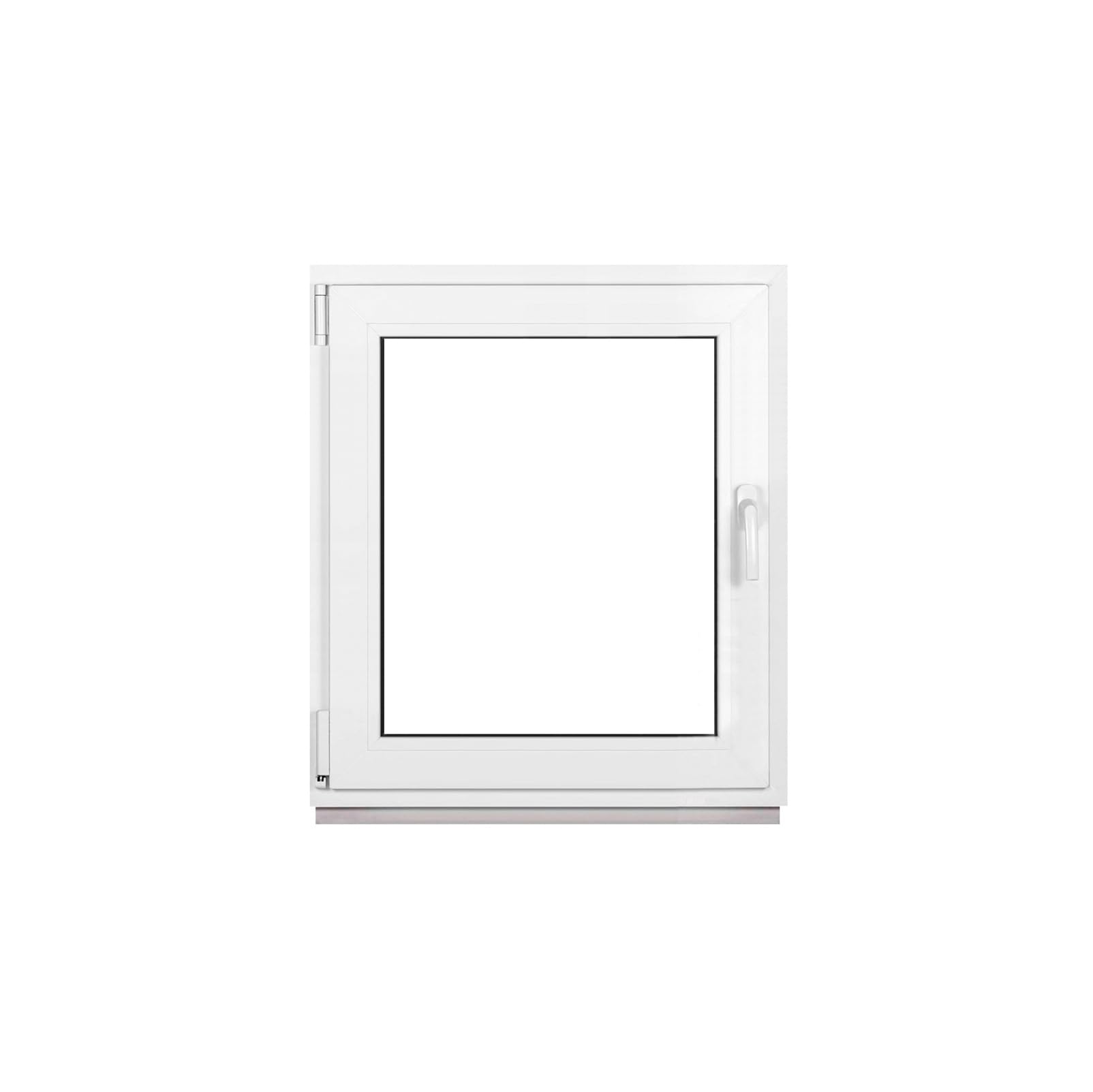 Framex Finestra in Plastica Bianca Larghezza x Altezza 70 x 85 cm (700 x 850 mm) Triplo Vetri (32 mm), Anta-Ribalta, Girevole DIN Destra – Premium