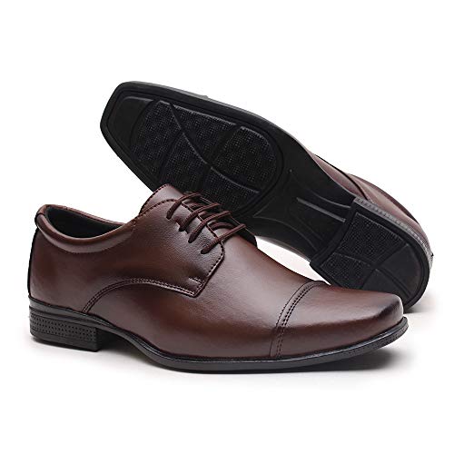Sapato Social Amarrar Miletto em Material Tecnológico - Capucino Cor:Marrom;Tamanho:41;