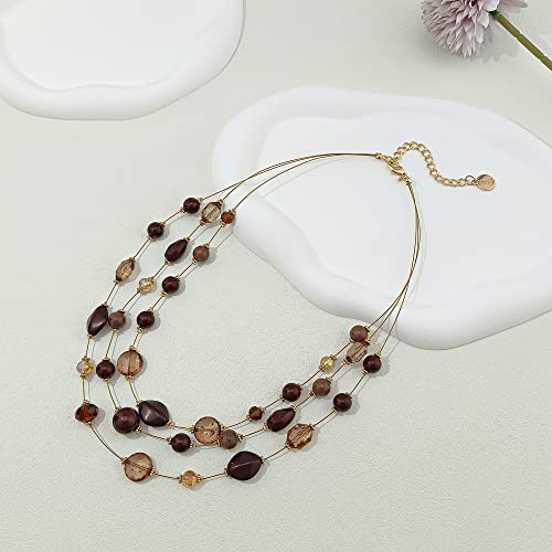 Coiris 3 Layers Illusion Wire Beaded Statement 19.5" Necklace for Women3
