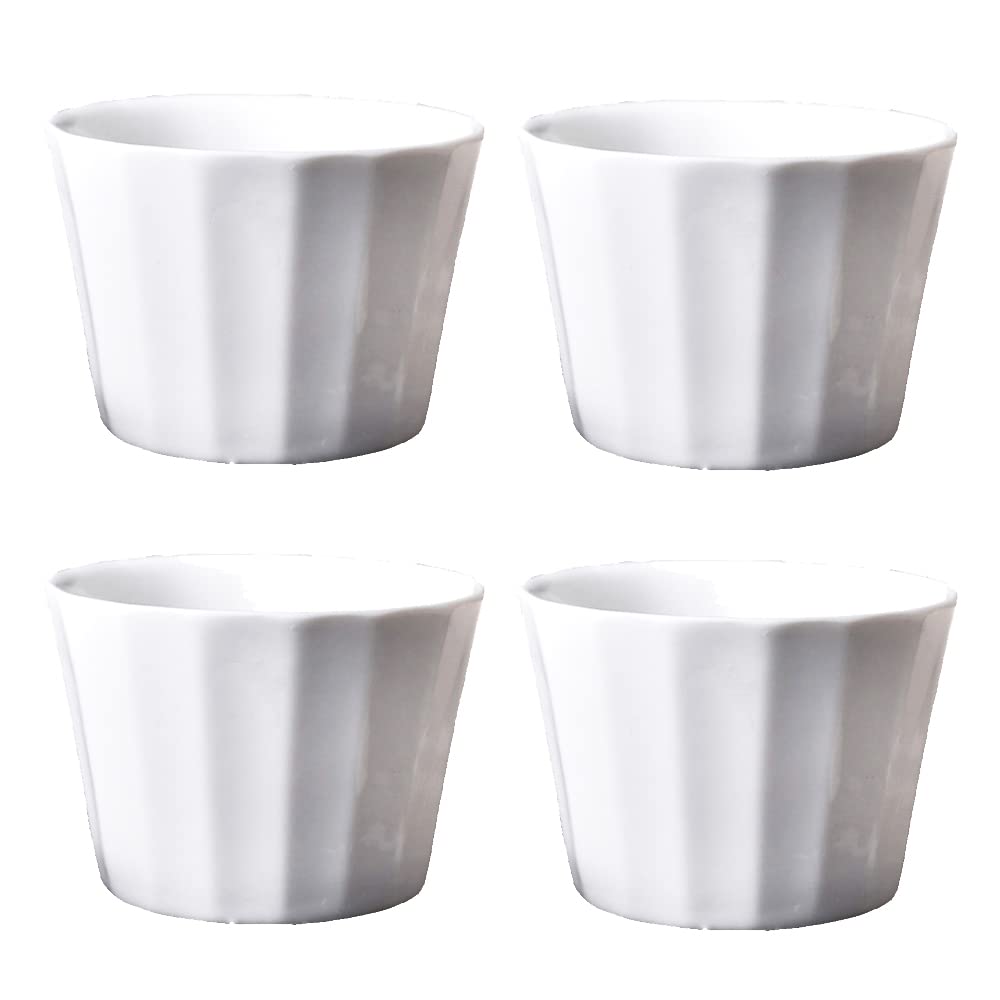 150ml White Porcelain Ramekins and Soufflé Dishes for Baking Creme Brulee, Set of 4 Pudding Bowls
