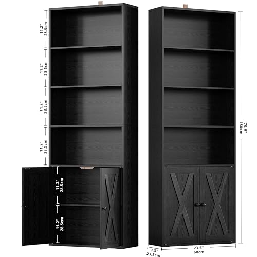 Ironck Industrial Bookshelves And Bookcases With Doors Set Of 2 Floor Standing 6 Shelf Display Storage Shelves 70 In Tall Bookcase For Home Office thumb #5