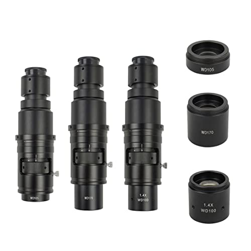 Microscope Monocular Video Microscope Zoom C-Mount Lens 10X-300X Magnifier Continuous Zoom Full Focus for Industrial Camera HDMI VGA USB(WD170 Objective Lens)