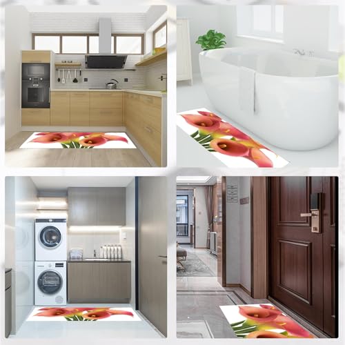 Alfombras de cocina duraderas y confortables con estampado de lirios 6