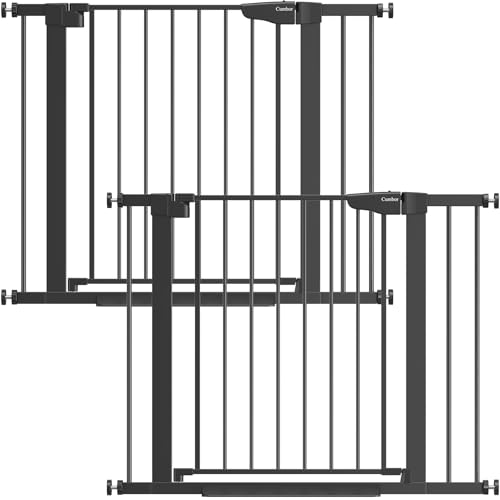 Image of Cumbor 2 Pack 29.7-40.6" Baby Gate for Stairs, Mom's Choice Awards Winner-Dog Gate for Doorways, Pressure Mounted Self Closing Pet Gates for Dogs Indoor, Safety Child Gate with Easy Walk Thru Door