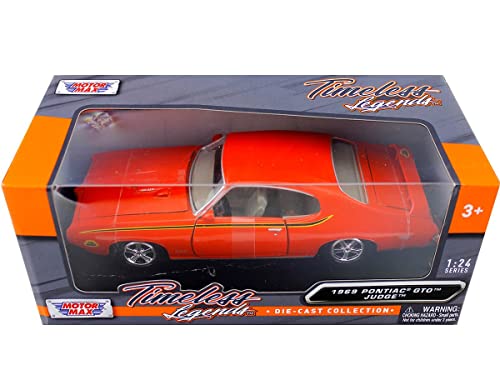 1969 Pontiac GTO, Naranja, escala 1:24 modelo diecast miniatura 7