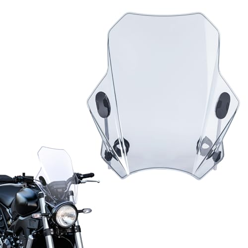 Motorcycle Universal Windshield 16.7 Windscreen Compatible with Yamaha Harley Honda Kawasaki Suzuki BMW Vulcan Cruiser Wind Deflector with 7/8 1 1 1/8 Handlebars Smoke