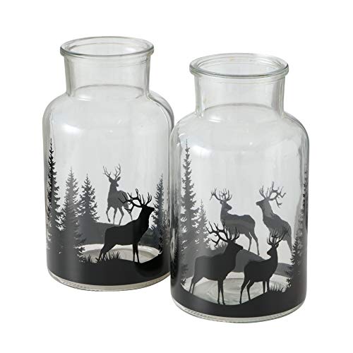 BOLTZE Vase Blumenvase Ludwig mit Hirsch Höhe 26 cm Glas 1 Stück