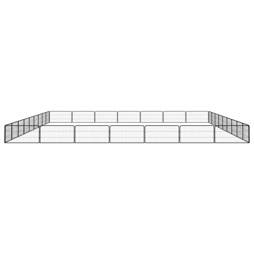 32-Panel Outdoor Metal Dog Playpen, Powder-Coated Steel, Black | Features 39.4" x 19.7" customizable panels to create DIY shapes for puppies and small animals indoors or outdoors.