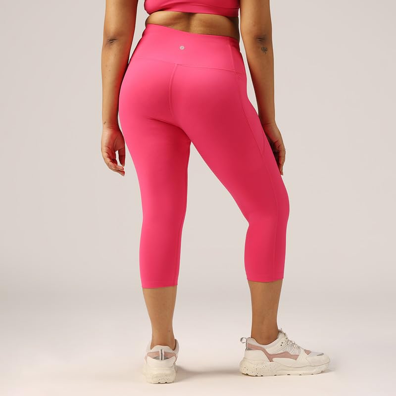 Image of BlissClub Womens The Ultimate Capris, 3 /4th Length Pants, Super- High Waist, 2 Pockets, Wide Waistband, Activewear for Women