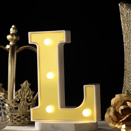 Image of Efavormart 6 inch Gold Marquee Letter L, Mirror Front Warm White LED Light Up 3D Sign, Battery Operated 72H Glow for Wedding Party & Wall Decor
