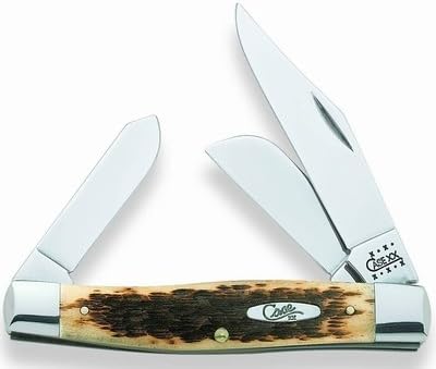 Case Cutlery 204 Amber Bone CV Peach Seed Jig Large Stockman (6375 CV)