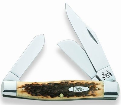 Case Cutlery 204 Amber Bone CV Peach Seed Jig Large Stockman (6375 CV)