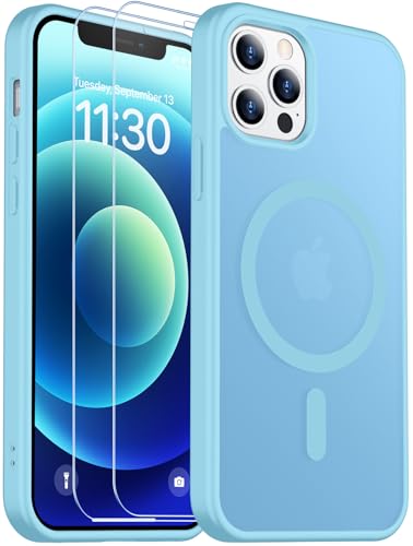 SPIDERCASE Magnetic for iPhone 12 Case for iPhone 12 Pro Case, Light Blue