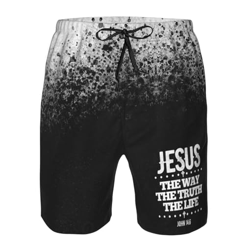 Jesus The Way The Truth The Life John 14:6 Men's Swim Trunks Swim Shorts Board Shorts Swimsuit Men's Beach Shorts3