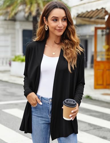 Bluetime Women Casual Lightweight Open Front Cardigans Soft Draped Long Sleeve Cardigans Dusters4