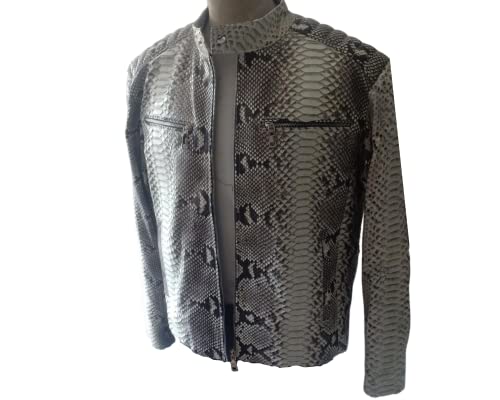 Quilt Snakeskin Jacket for Men Grey Color2