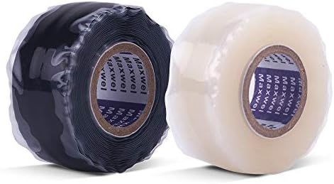 Silicone Self Fusing Tape - 1" 10' Removable Non Adhensive Leak Seal Self Fusing Silicone Rubber Tape for Garden Hose Repair,Pipe Repair,Rescue,Electrical Insulation(Pack of 1 Black + 1 Transparent)