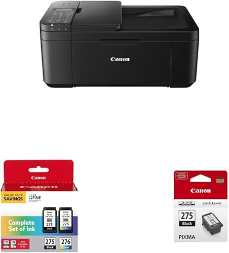Canon PIXMA TR4720 - Impresora inalámbrica con alimentador automático de documentos, impresión móvil y fax, color negro, paquete múltiple Canon