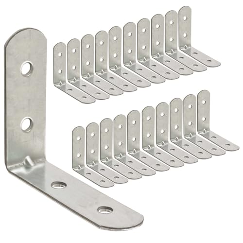 OMIDEAS 20 x Angle Bracket (30 x 30 x 16) 90 Degree L Shape Corner Brace Plate Wood Metal Connecting Fixing Joining Repair Support Galvanised Connector