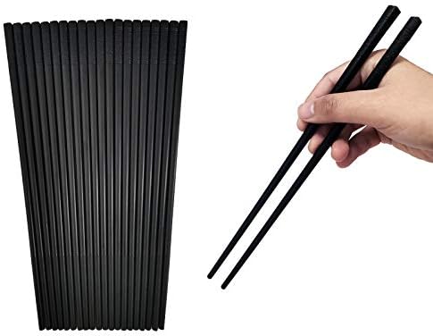 10 Pairs Chopsticks,9.5 Inch No Slip Fiberglass Chopsticks Resuable Dishwasher Safe，Use for Caterers, Restaurants, Buffets, Cafeterias, Diners, Cafes(Black)