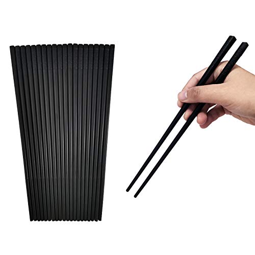 10 Pairs Chopsticks,9.5 Inch No Slip Fiberglass Chopsticks Resuable Dishwasher Safe，Use For Caterers, Restaurants, Buffets, Cafeterias, Diners, Cafes(Black) #TOP2