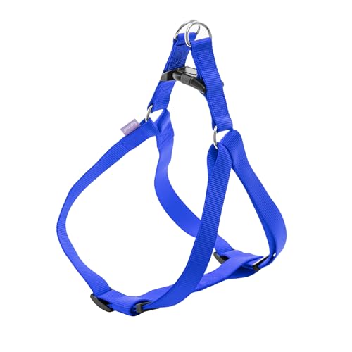 Record - Pettorina per Cani – Realizzata in Morbido Nylon – Dotata di Aggancio Rapido sul Dorso – Doppio Anello di Aggancio in Metallo - Colore Blu – Taglia XL - Circonferenza 56-81 cm