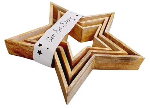 Holzstern 3er-Set zum Stellen I Weihnachtsstern I Dekoobjekt...