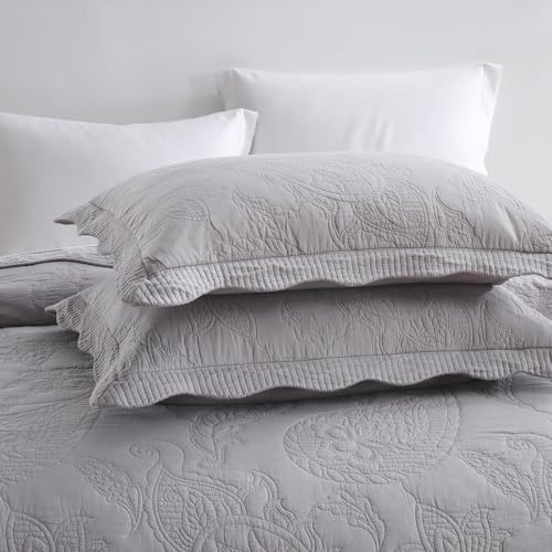 Colcha de algodon reversible gris tamano King juego de ropa de cama 8